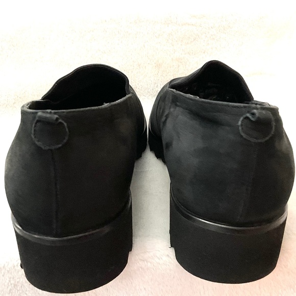Black Aquatalia by Marvin K Suede Stretchy Slip On Comfort Platform Loafer Sz 9 - Picture 12 of 13